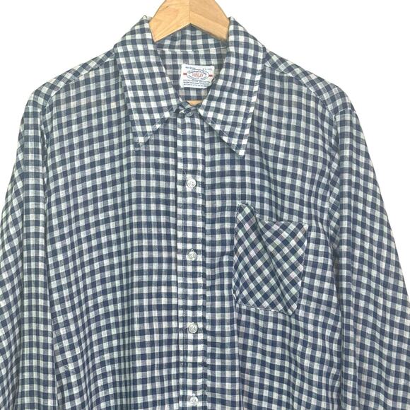 Vtg Donlin Tapered 'n Tails Permanent Press Size Large Dagger Collar Blue Shirt - Picture 2 of 7